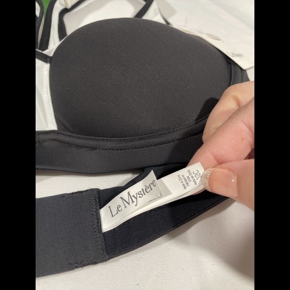 NWT Le Mystere‎ [ 32C ] Wireless Sports Bra in Black White - Picture 7 of 12